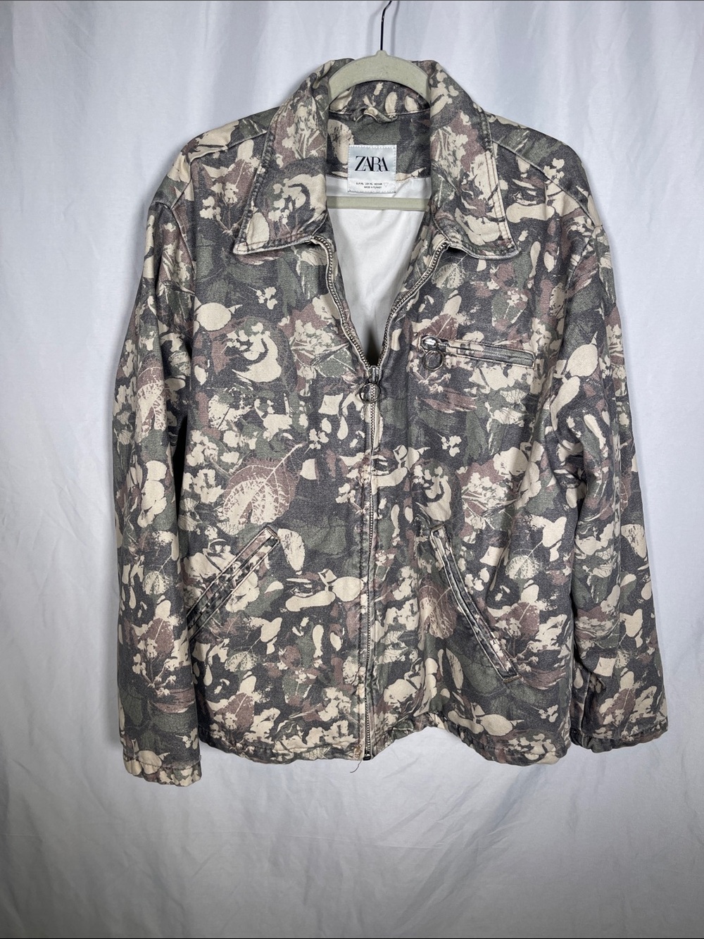 ZARA MENS ZIP UP CAMO JACKET XL COTTON 0840/330/711/XL